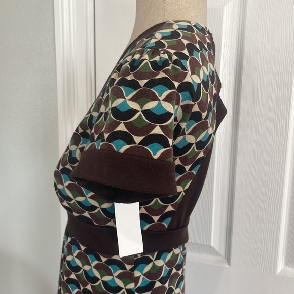 Vintage Wet Seal dress cut out back geometric pattern brown turquoise size L - Picture 8 of 10